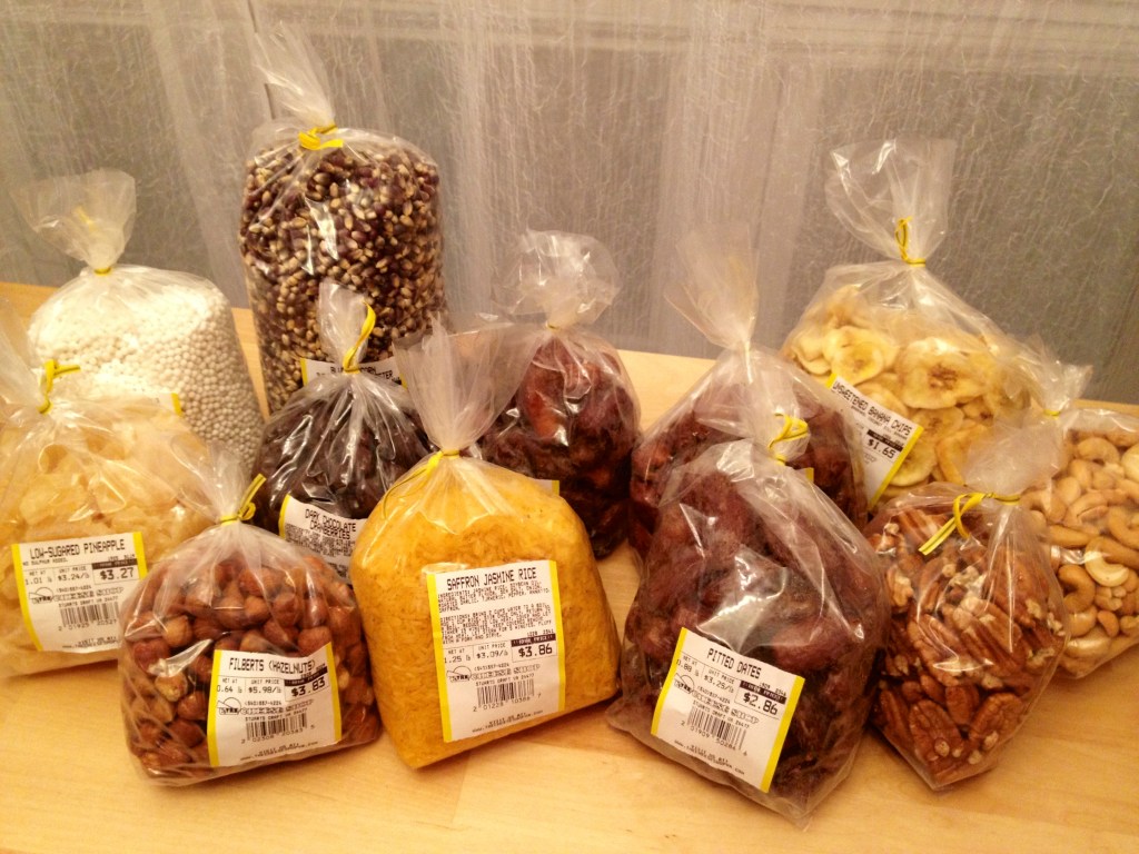 Some of the goodies with bought...including a few treats, such as the saffron rice, tapioca, and dark chocolate covered cranberries.