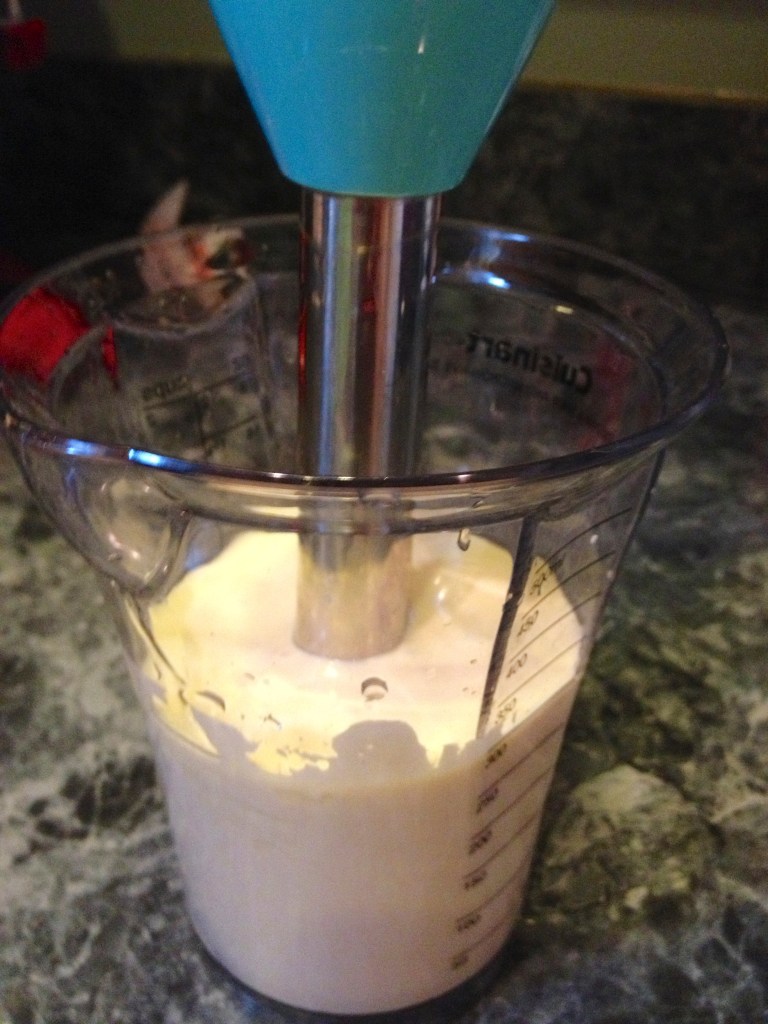 The aioli was so very easy to make with the immersion blender! I only need to adjust the flavors in the future but I definitely have the basic technique down.