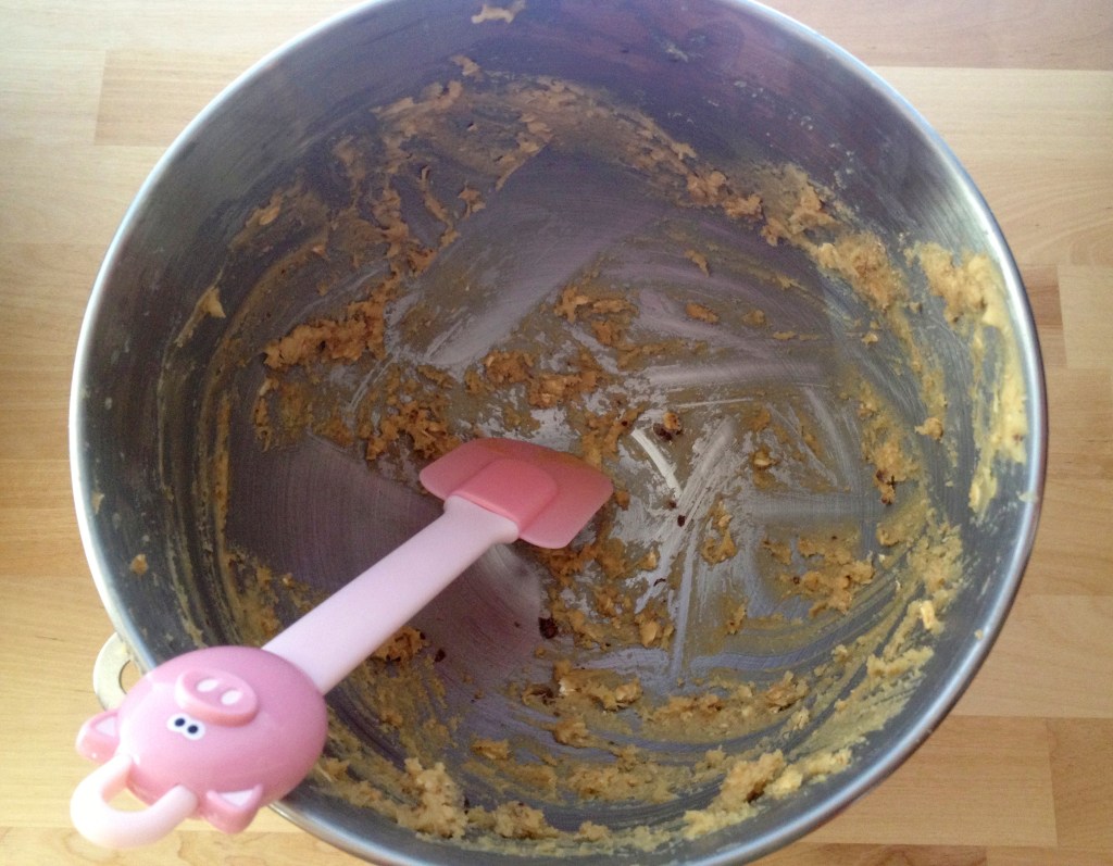 The best part about making cookies...someone needs to clean the bowl...with a spatula.
