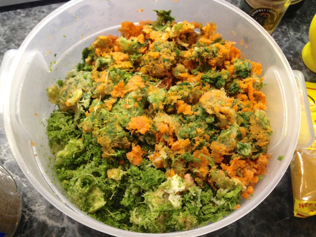 The pulp left after making 3 bottles of juice.