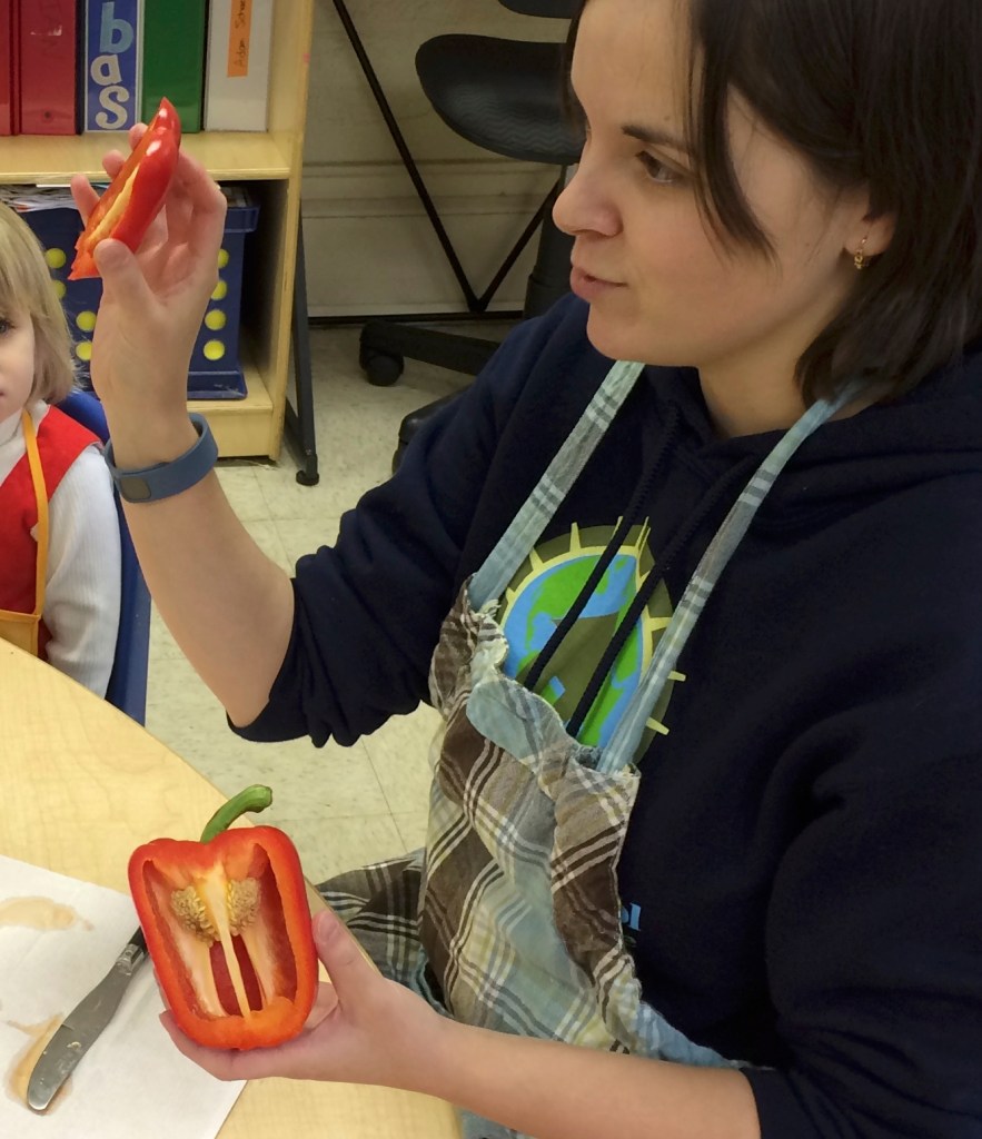 Showing the inside of a bell pepper