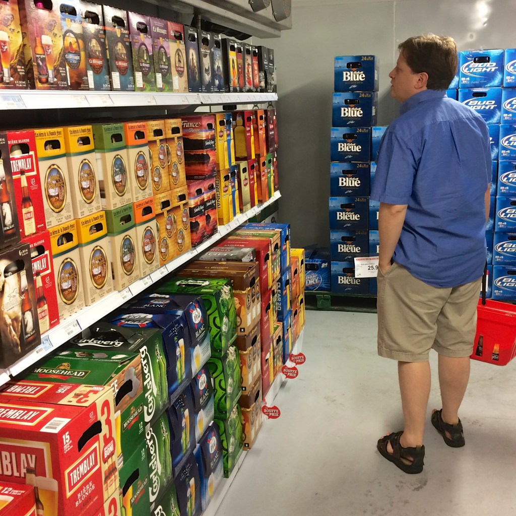 Checking out the local beer selection...